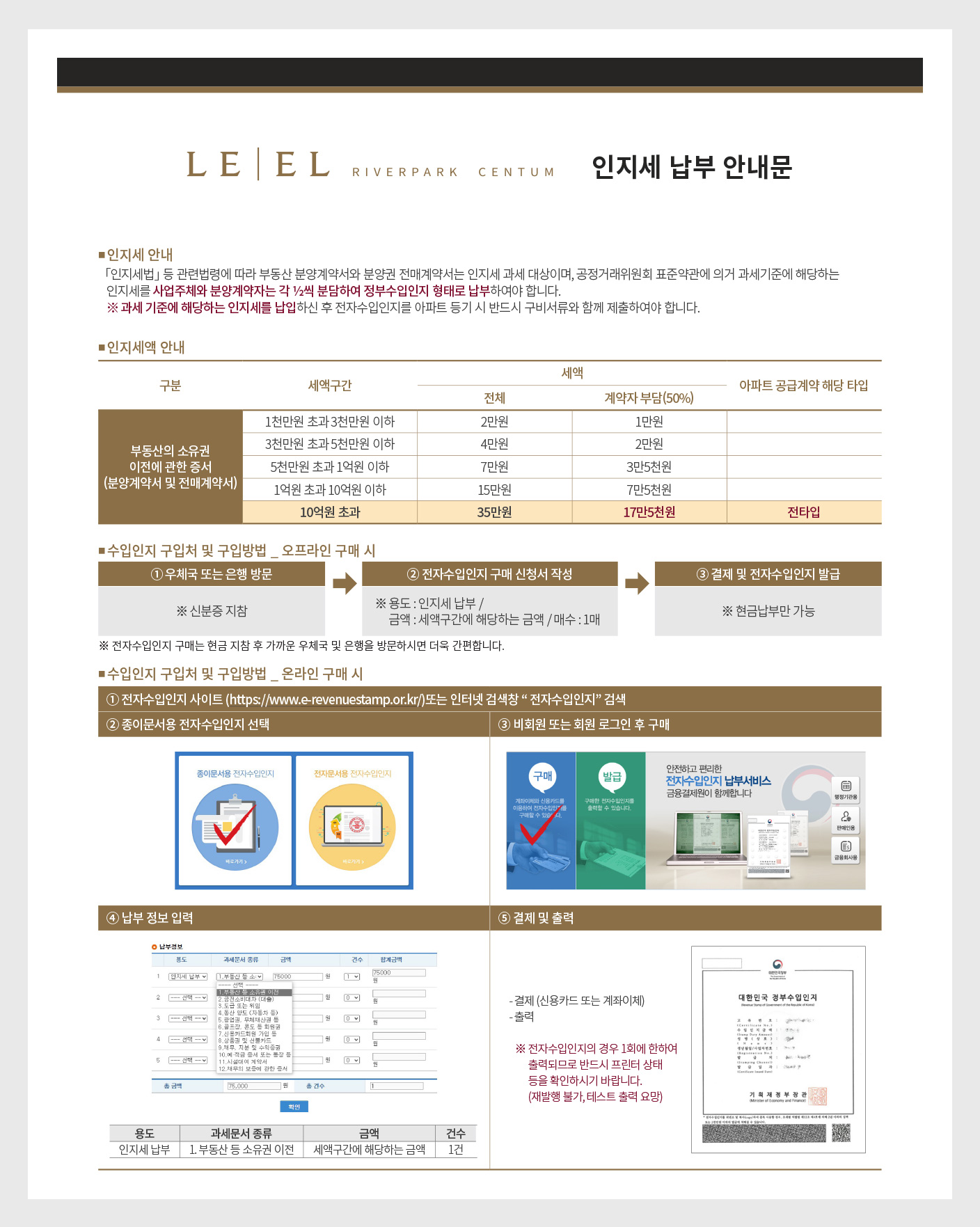 인지세 납부 안내문